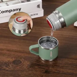 Dizajnová termoska s 3 pohármi 400 ml / Zelená