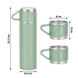 Dizajnová termoska s 3 pohármi 400 ml / Zelená
