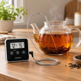 LCD teplomer na potraviny so sondou a magnetom / Čierny