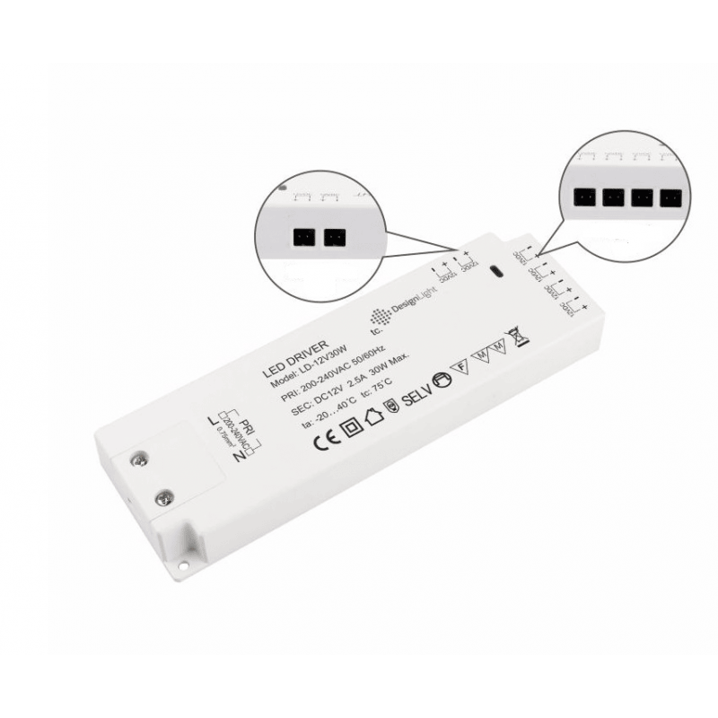 LED Trafo (sieťový adaptér) 12V / s integrovanými konektormi